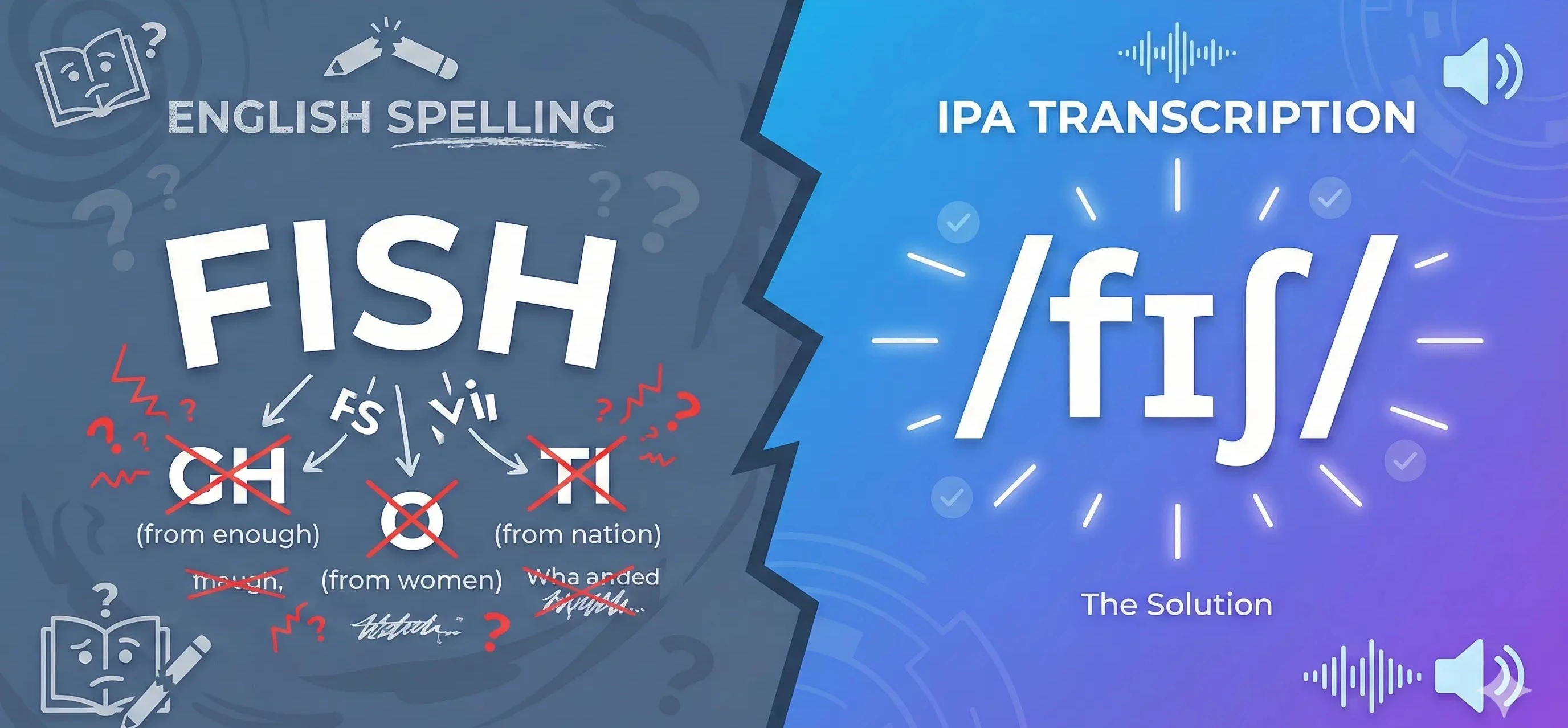 IPA phonetic transcription next to standard English spelling