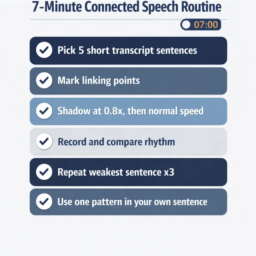 7-minute connected speech daily routine card