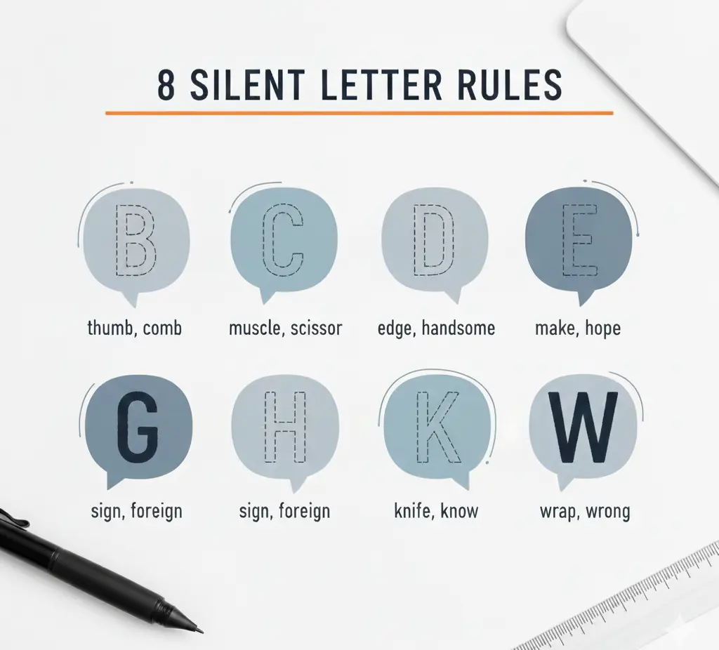 Silent Letter Rules Illustration